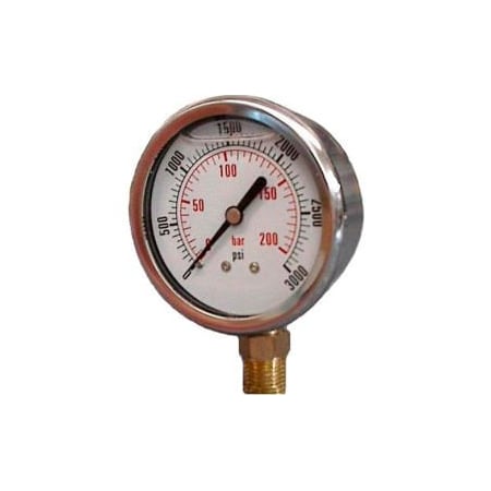 Dynamic Fluid Components Dynamic 2 1/2 " Fluid Glycerine Filled Pressure Gage Stem 2000 PSI CF1P-140A